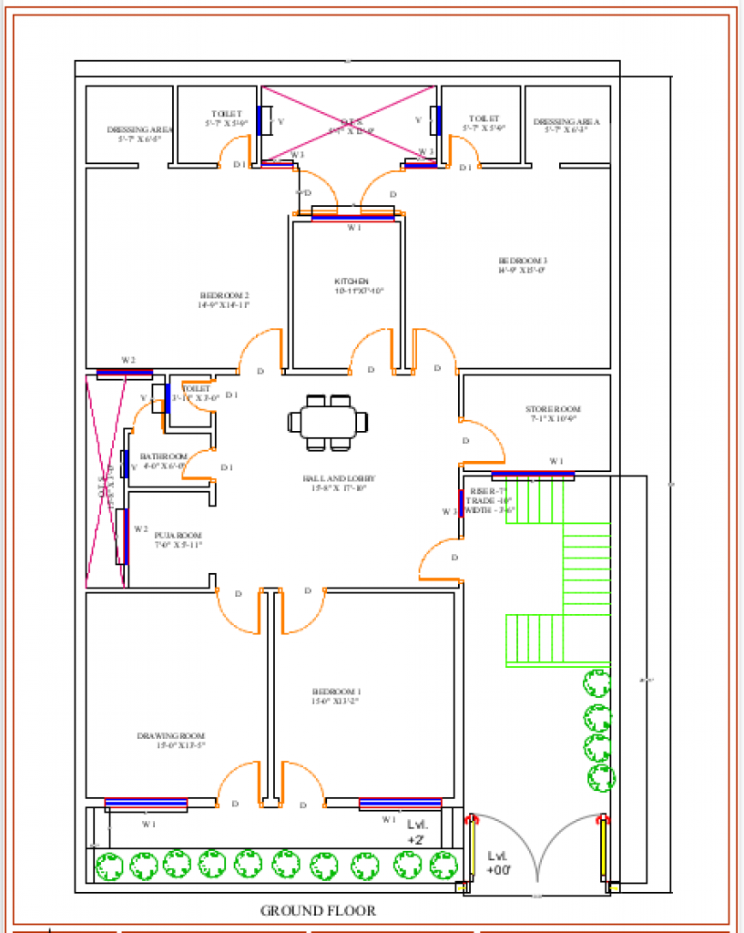 4BHK House Floor Plan