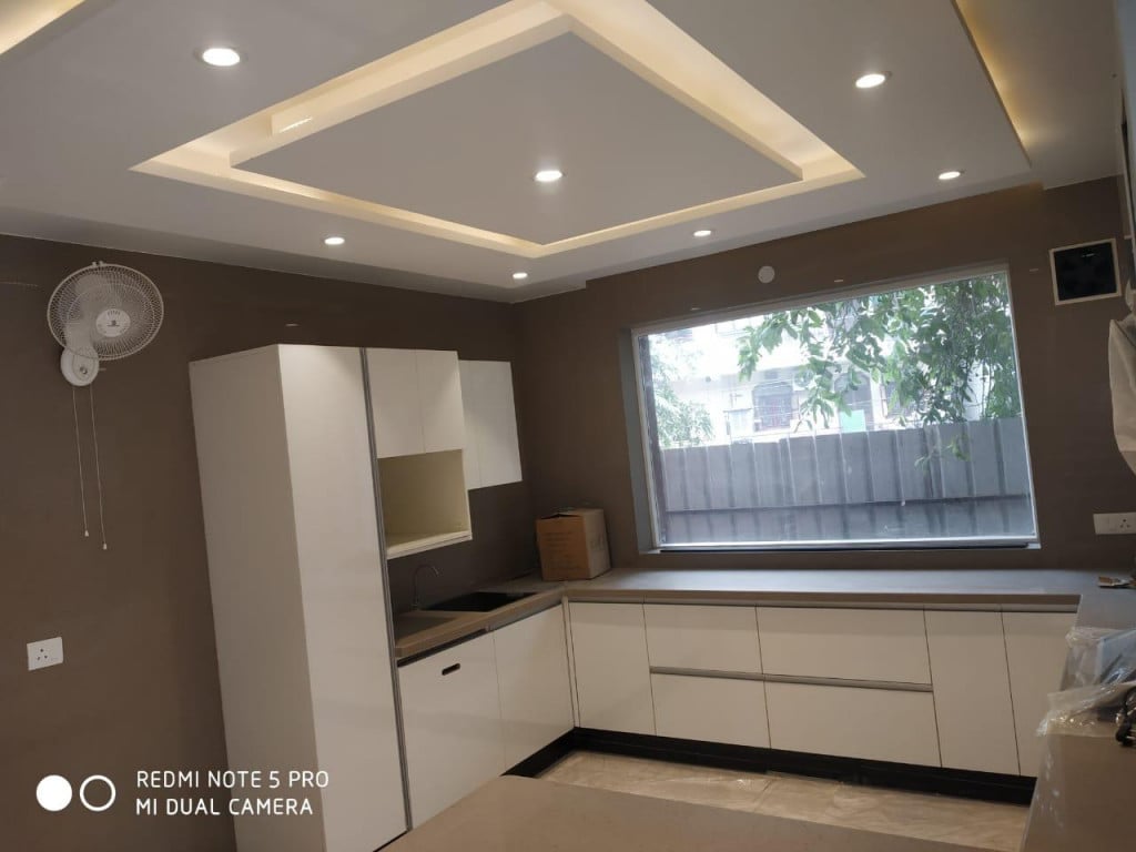 l shape kitchen ceiling design