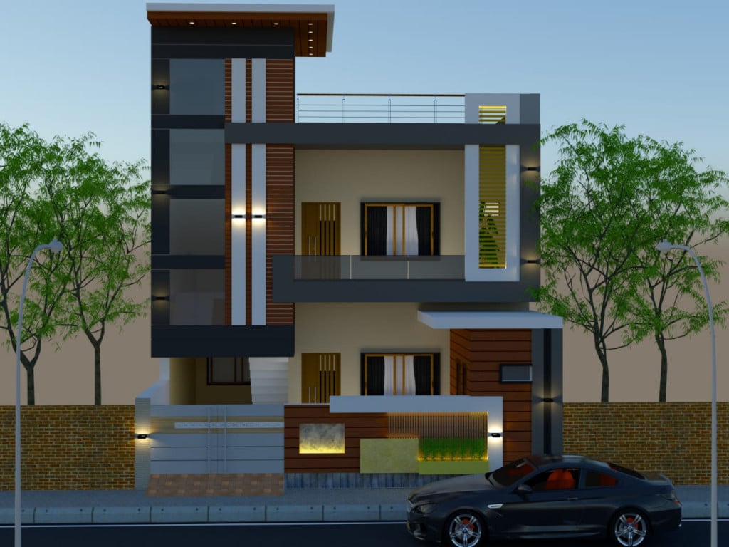 Duplex House Elevation | Best Exterior Design Architectural Plan ...