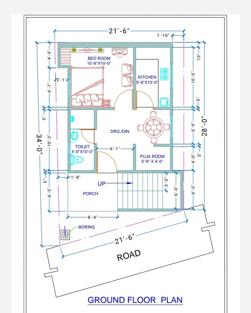 1BHK House Floor Plan