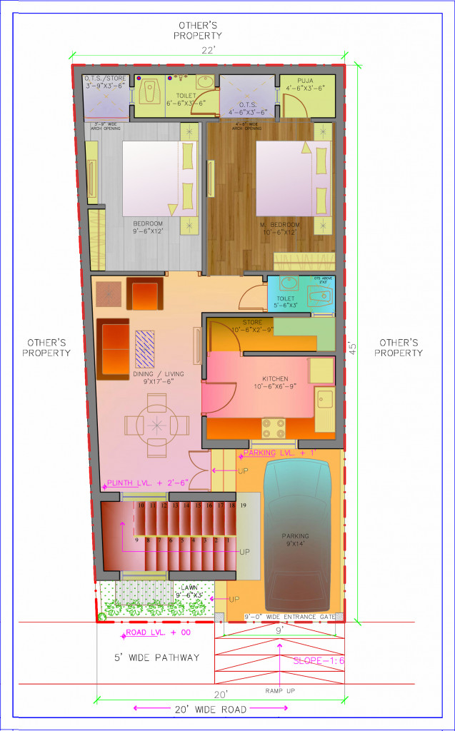 2BHk House Floor Plan