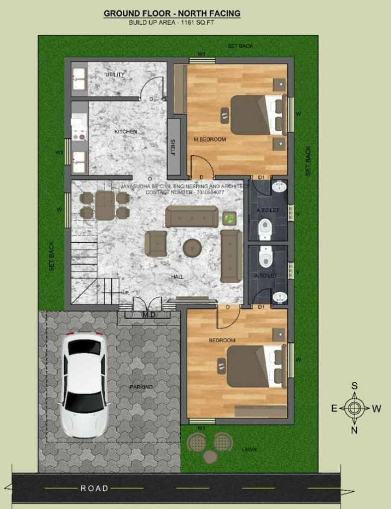 2BHK House floor Plan