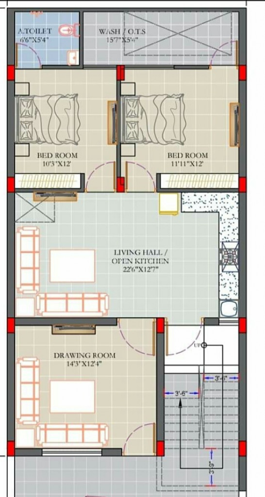 2BHk House Floor Plan  