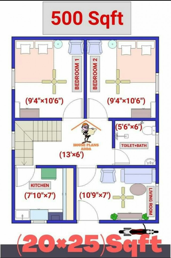 2bhk House Floor Plan