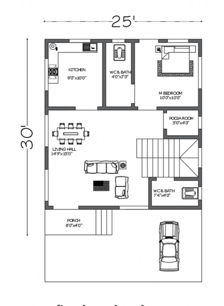 30*25 Floor Plan Designs 