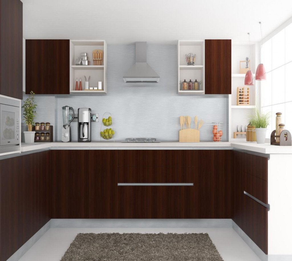 wooden modular kitchen interior 