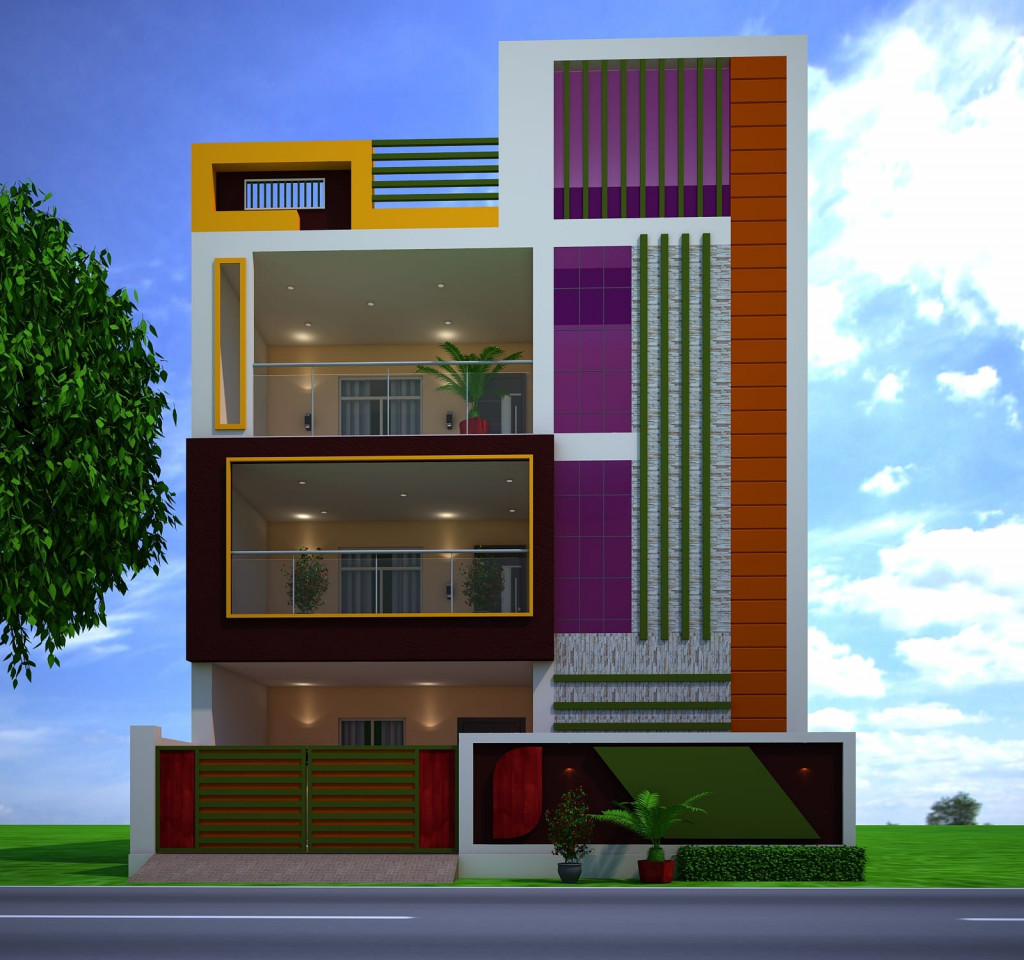 Triple Story House Elevation Designs 