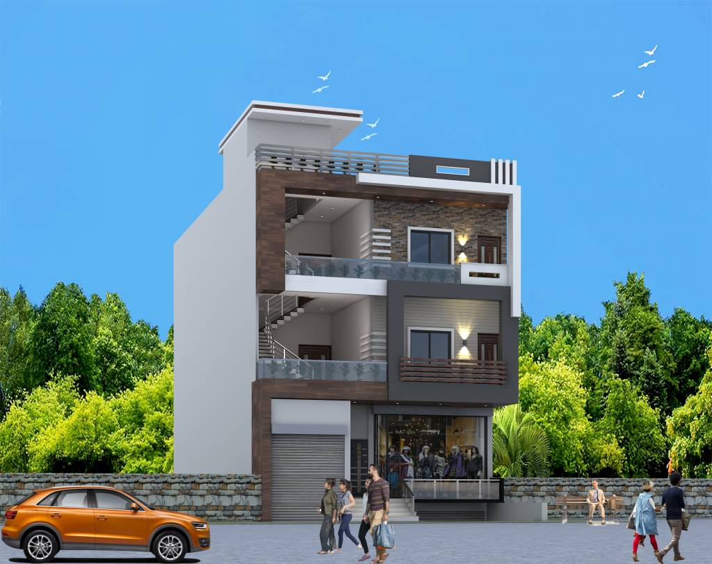 House With Shop Elevation Designs