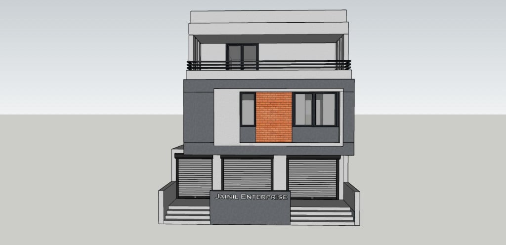 House With Shop 2D Elevation Designs