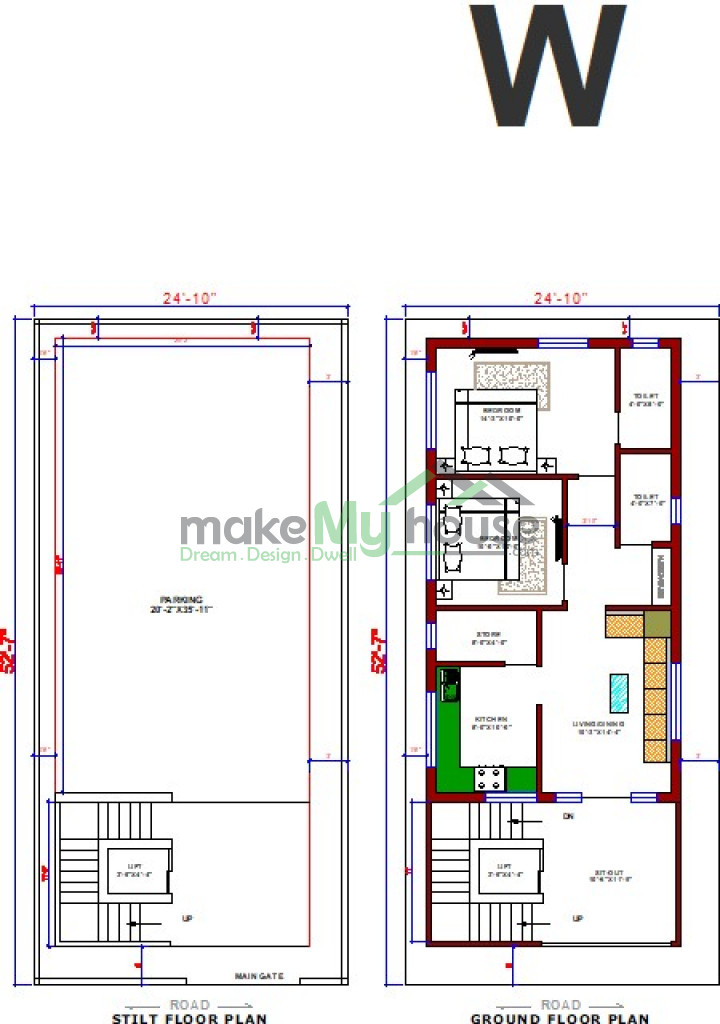 24x52 House Plan 24 By 52, Stilt House Plans India