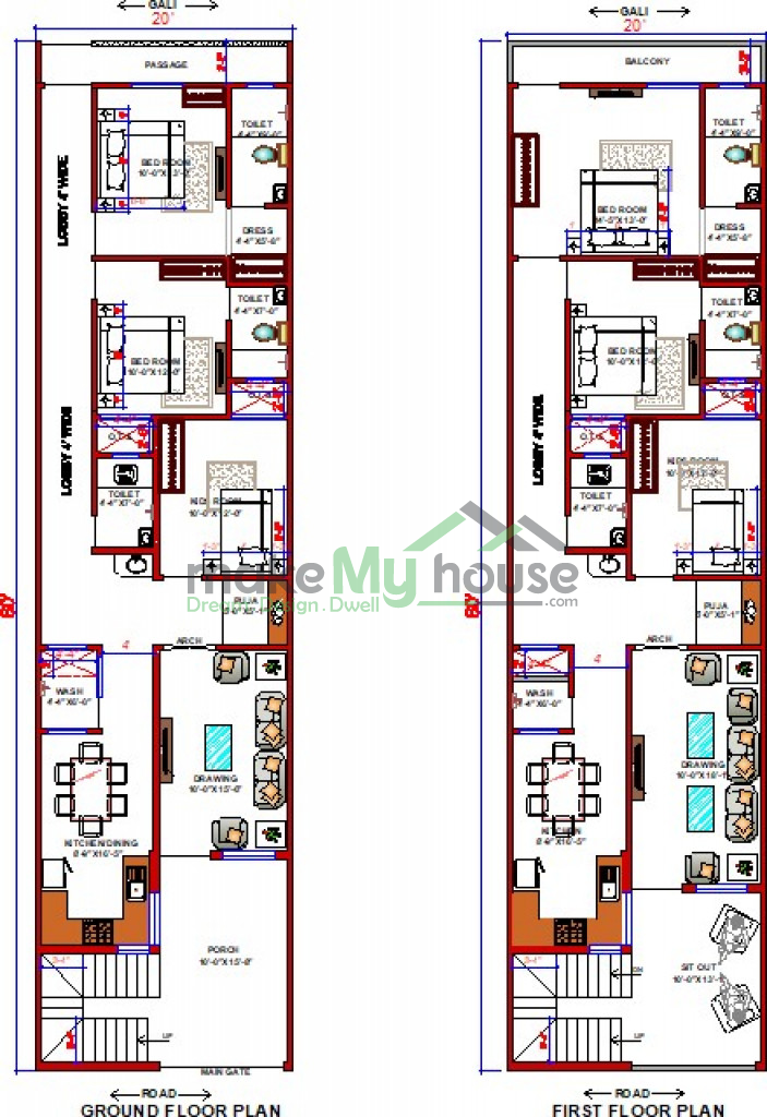 Buy 24x50 House Plan 24 By 50 Elevation Design Plot Area Naksha