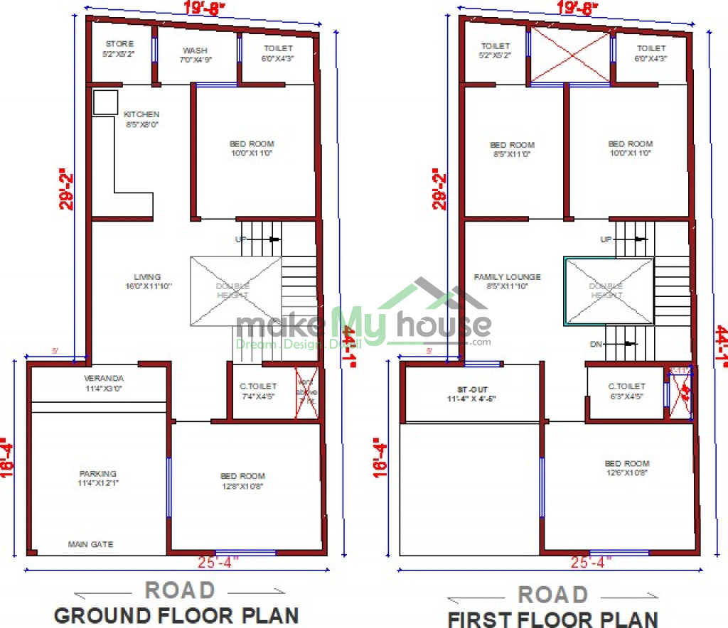 Buy 20x40 House Plan | 20 by 40 Elevation Design | Plot Area Naksha