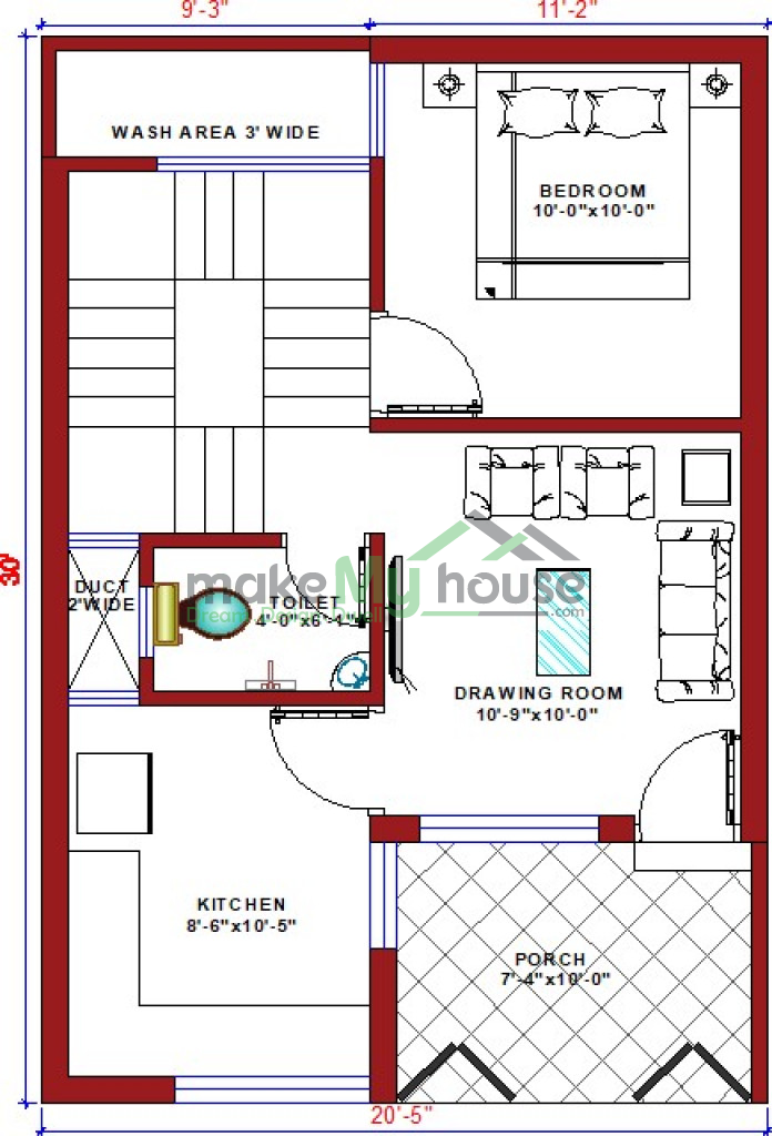 Buy 20x30 House Plan 20 by 30 Elevation Design Plot
