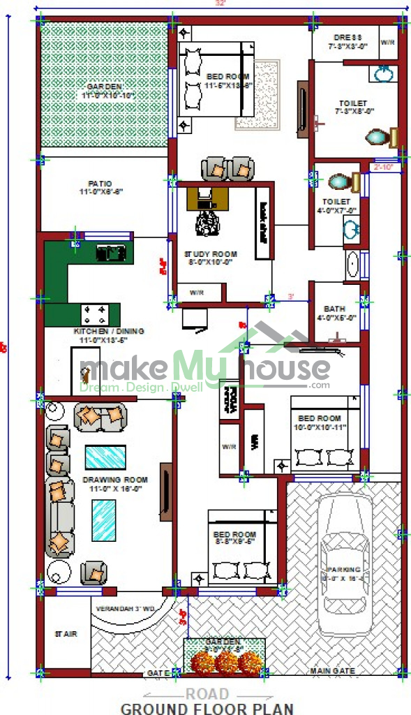 Buy 36x50 House Plan 36 By 50 Elevation Design Plot Area Naksha
