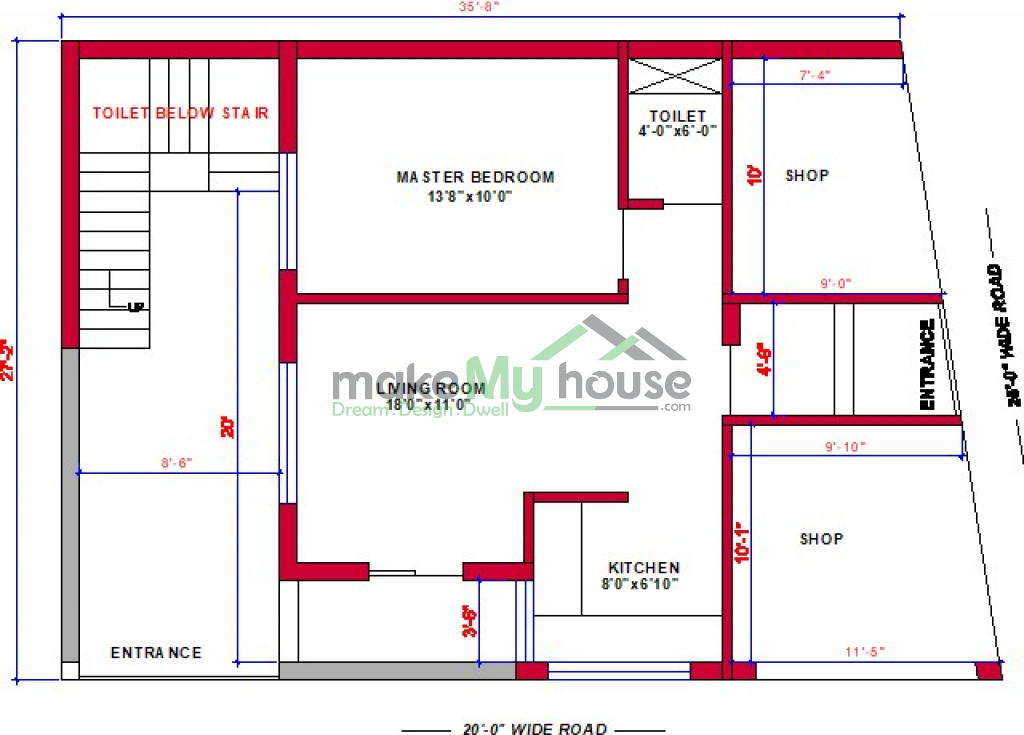 Buy 36x40 House Plan 36 By 40 Elevation Design Plot Area Naksha