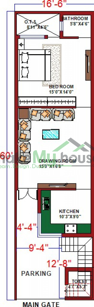 16 60 Duplex House Plan