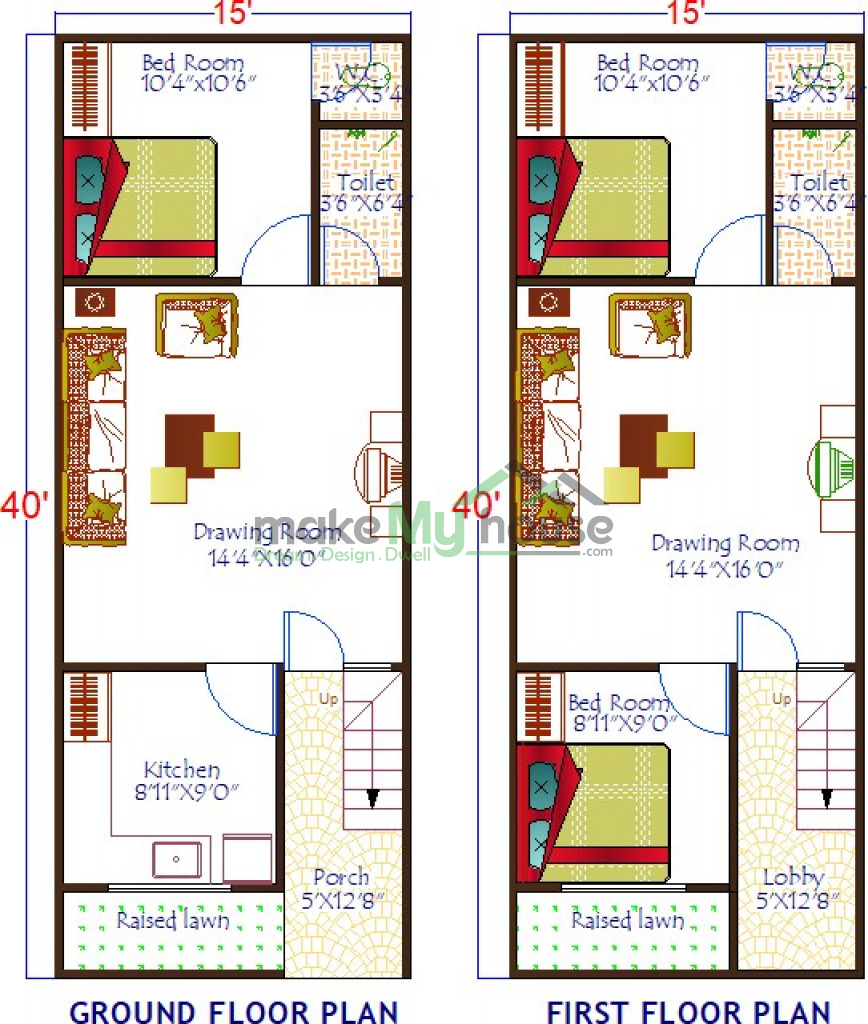 Buy 15x40 House Plan 15 by 40 Elevation Design Plot