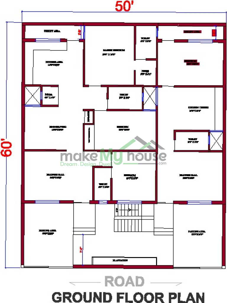 Buy 50x60 House Plan 50 by 60 Elevation Design Plot