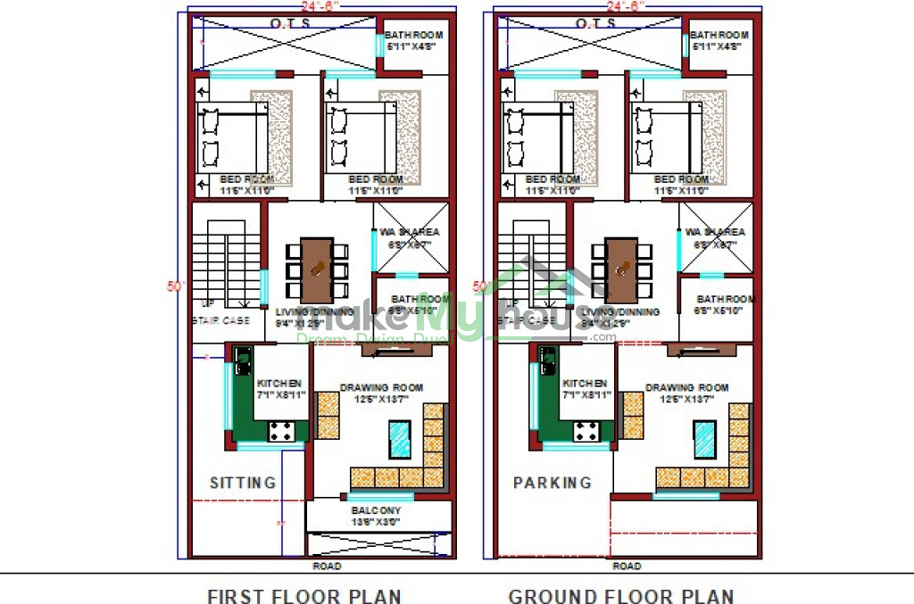 Buy 24x50 House Plan 24 By 50 Elevation Design Plot Area Naksha