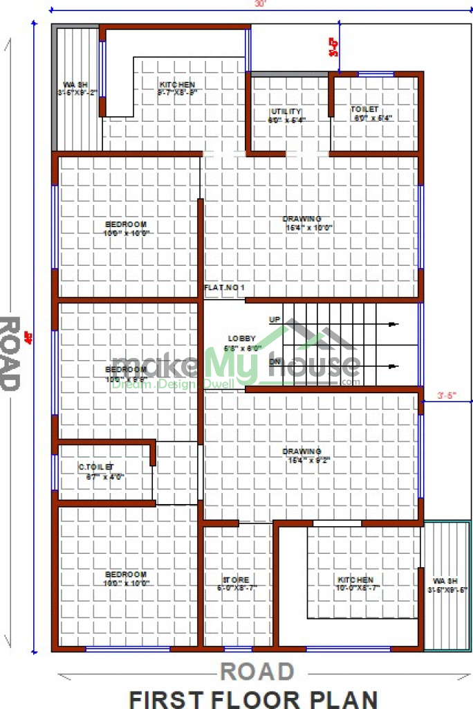 Buy 30x45 House Plan | 30 by 45 Elevation Design | Plot Area Naksha