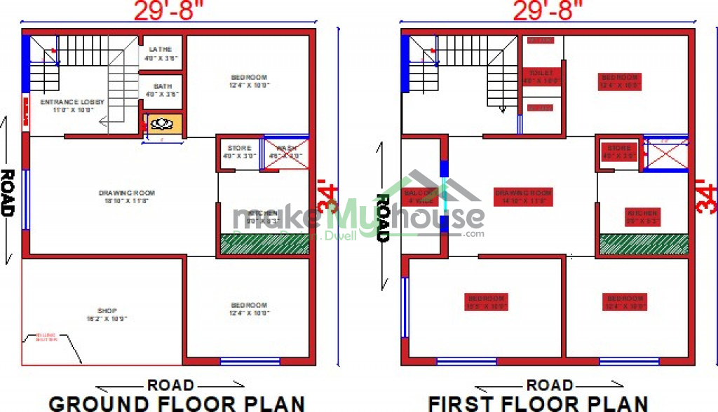 30x34 House Plans