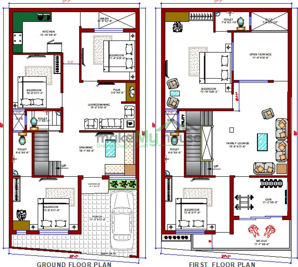 Buy 27x50 House Plan 27 By 50 Elevation Design Plot Area Naksha buy-27x50-house-plan-27-by-50-elevation-design-plot-area-naksha