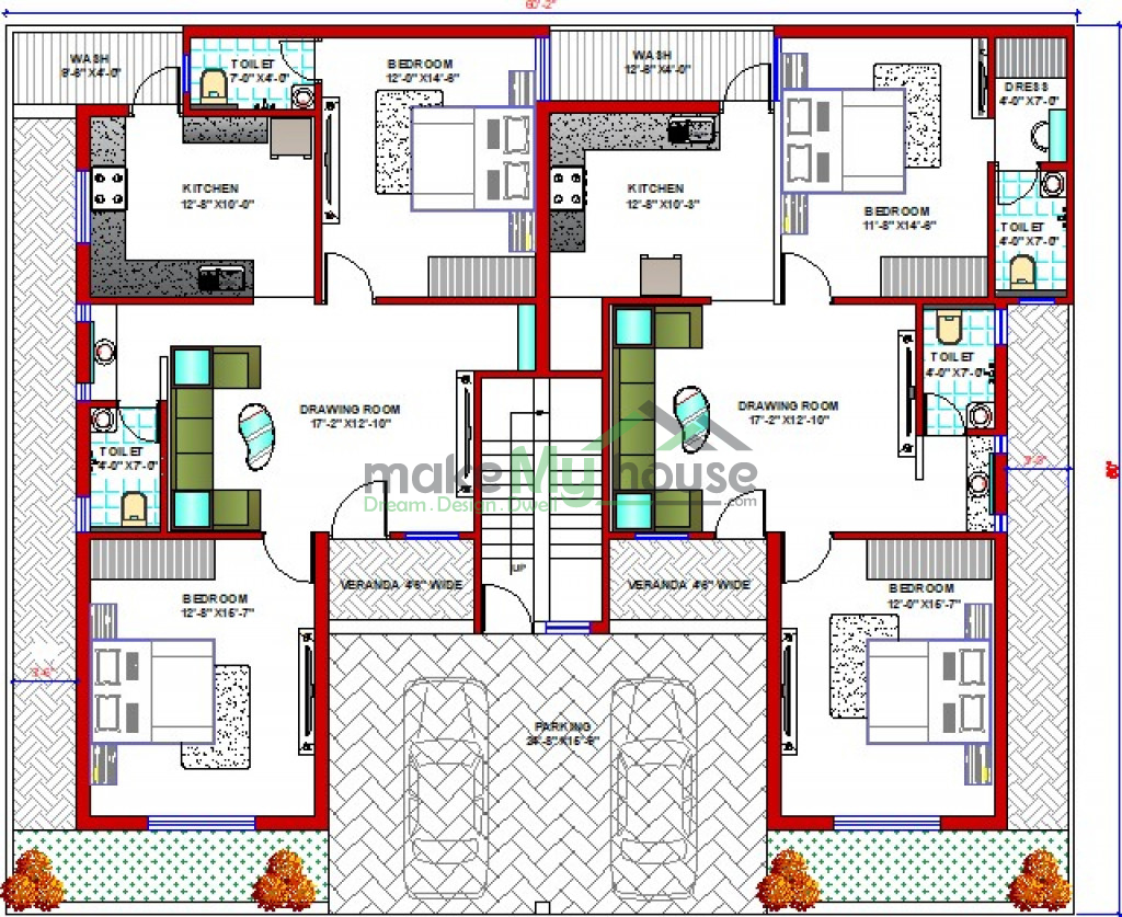 Buy 40x50 House Plan 40 By 50 Elevation Design Plot Area Naksha 40-60-house-plan-2400-sqft-house-plan-best-4bhk-3bhk
