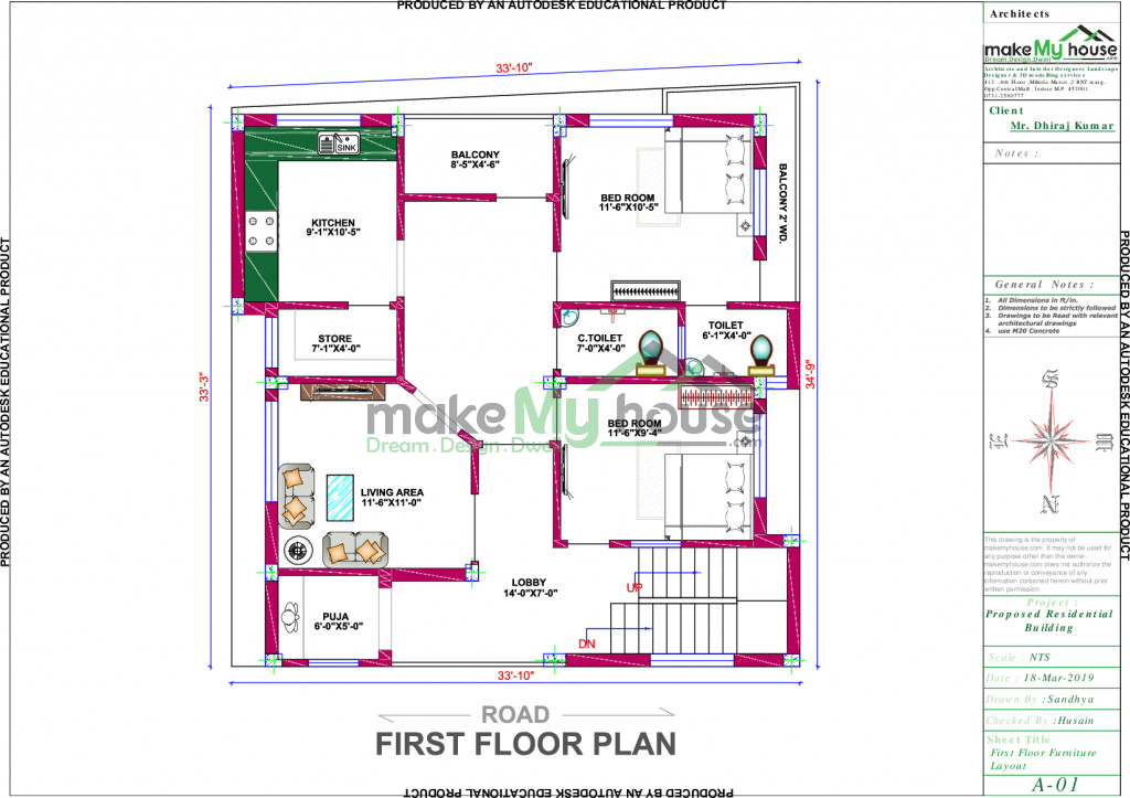 34x34 Home Plan 1156 Sqft Home Design 4 Story Floor Plan