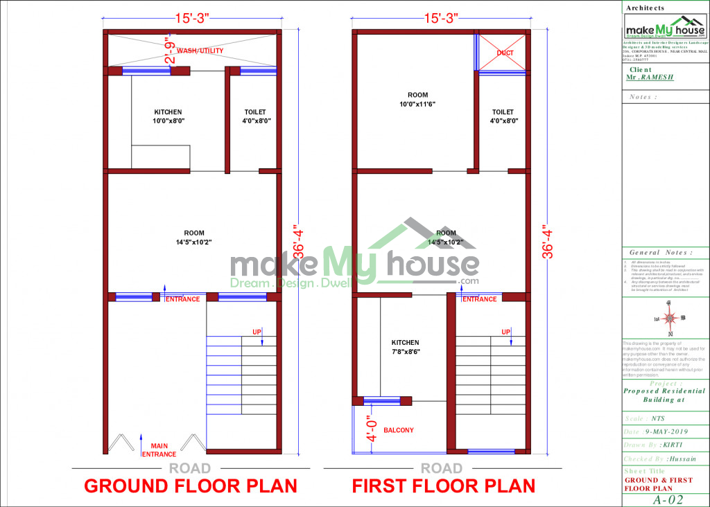 15x36 Home Plan 540 Sqft Home Design 2 Story Floor Plan