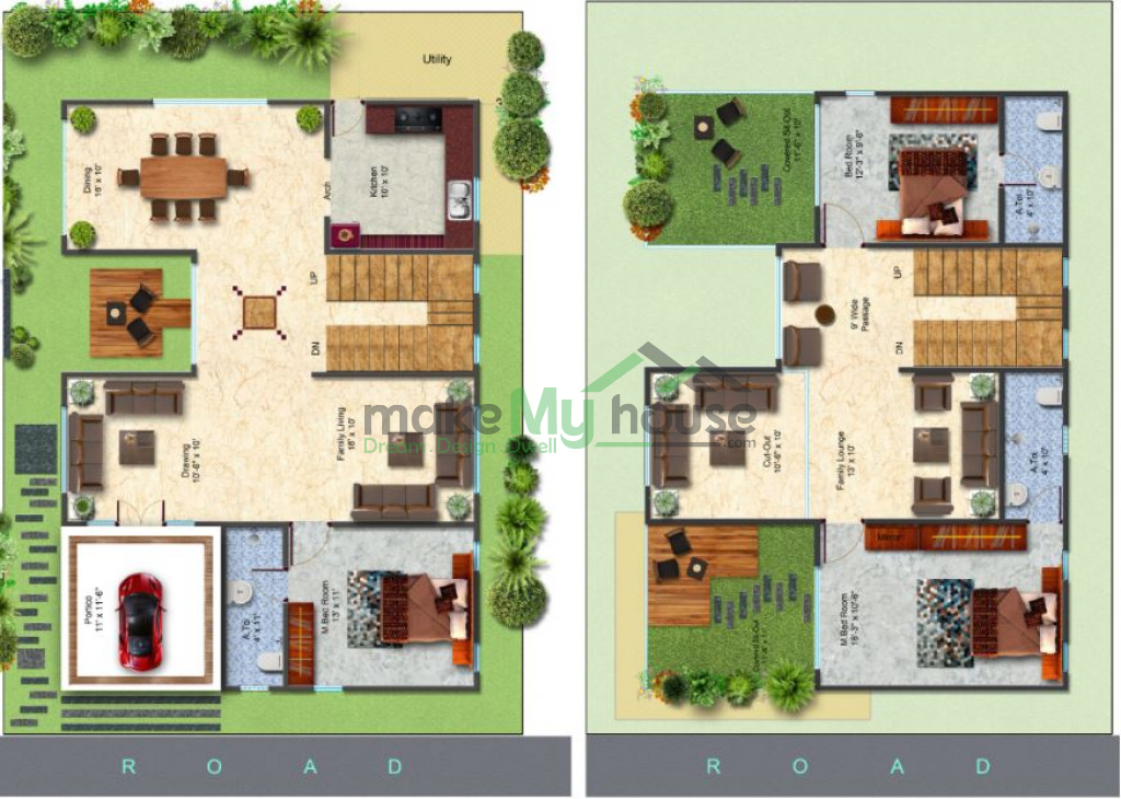 3BHK House Plan, Photoshop Plan, 3 Bedroom House Design, 3 Bedroom