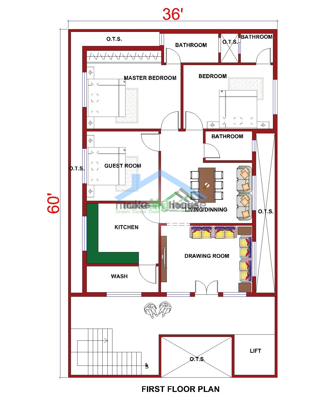 Buy 35x60 House Plan | 35 by 60 Elevation Design | Plot Area Naksha