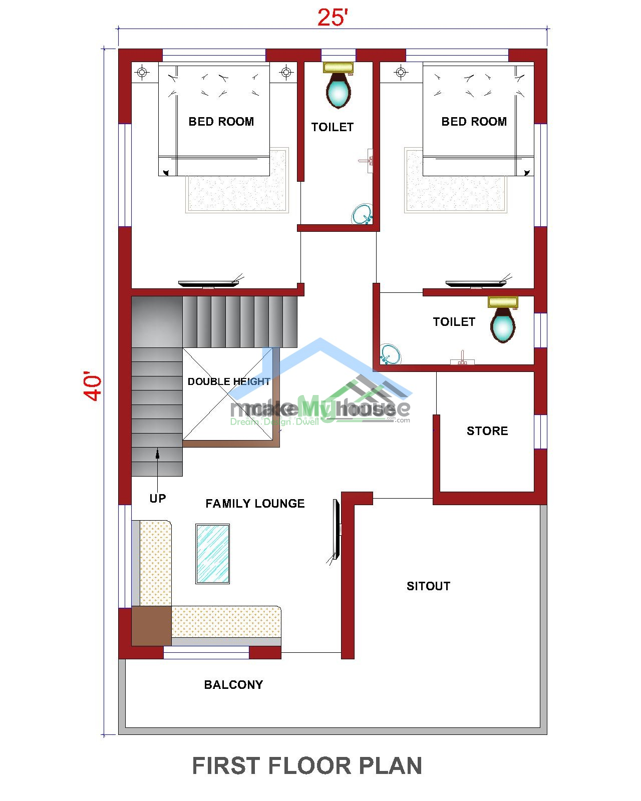 Buy 25x40 House Plan 25 By 40 Elevation Design Plot Area Naksha