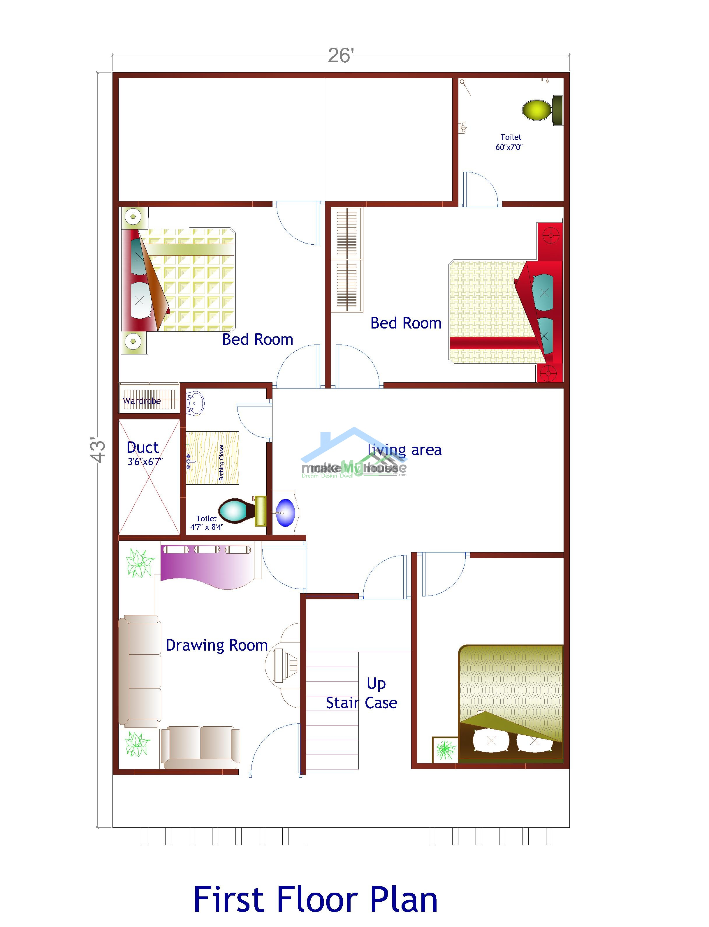 1300 sq ft indian house plans