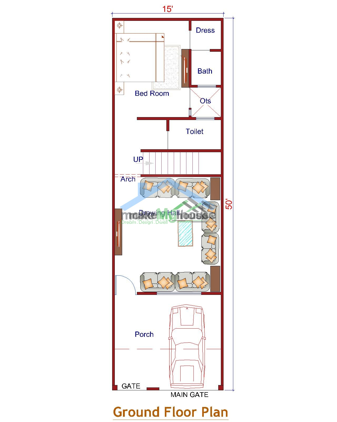 15x50 House Plan West Facing Top 15x50 2bhk 15 50 Ka Naksha, 60% OFF