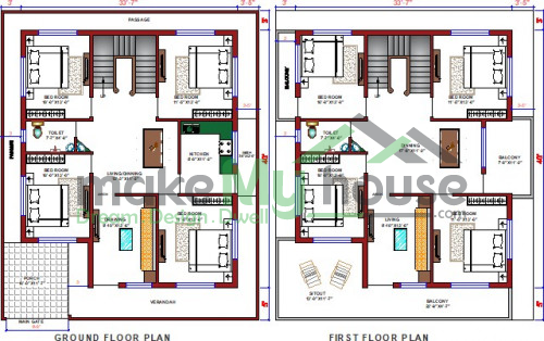 Buy 32x40 House Plan | 32 by 40 Elevation Design | Plot Area Naksha