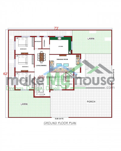 Buy 70x60 House Plan 70 By 60 Front Elevation Design 40sqrft Home Naksha