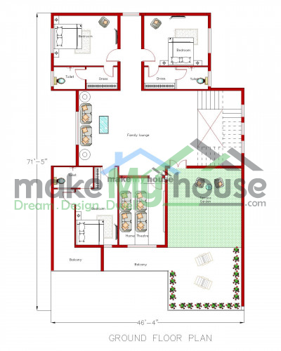 Buy 50x90 House Plan | 50 by 90 Elevation Design | Plot Area Naksha