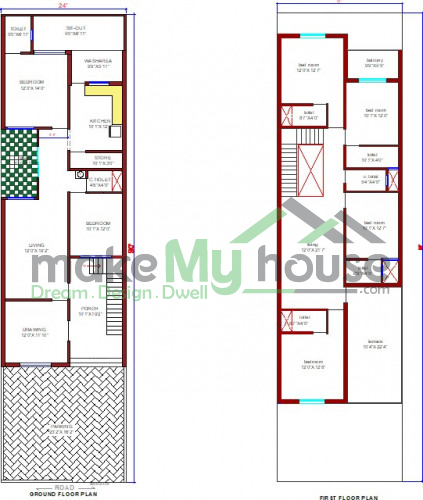 24 X 18 simple small house plan II 24 x 18 low cost ghar ka naksha II 24 by  18 building plan design 