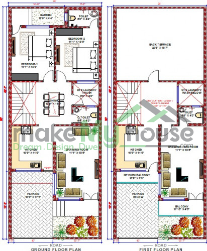 Buy 20x65 House Plan | 20 by 65 Elevation Design | Plot Area Naksha