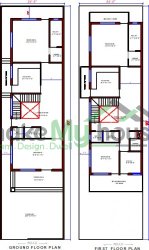 Buy 24x90 House Plan 24 By 90 Elevation Design Plot Area Naksha