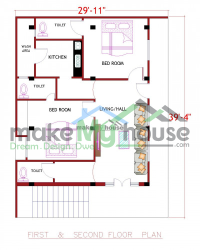 Buy 30x40 House Plan | 30 by 40 Elevation Design | Plot Area Naksha