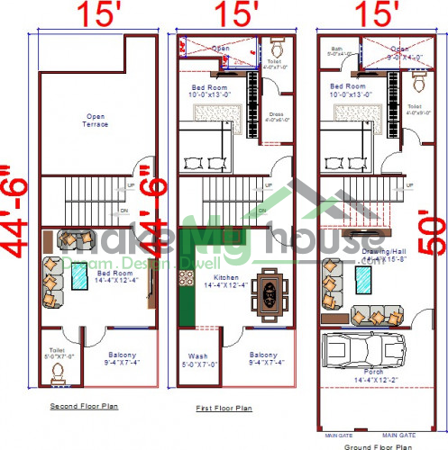 Buy 15x50 House Plan 