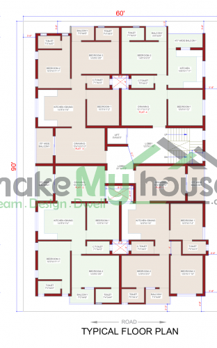 60*90 House plan, 5400 SqFt Floor Plan multistorey Home Design- 6286