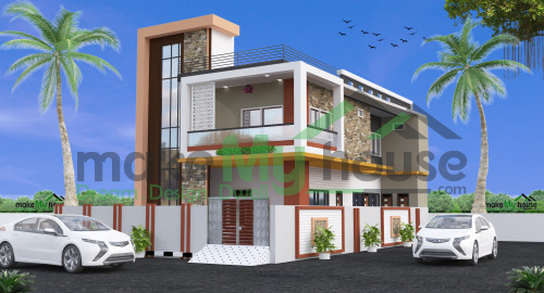 Duplex Front 3d Elevation