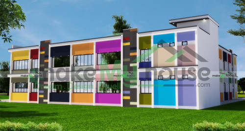 G+1 School 3d Elevation Design