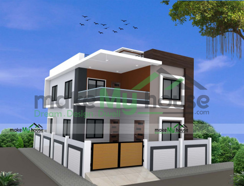 Duplex 3D Front Side Elevation