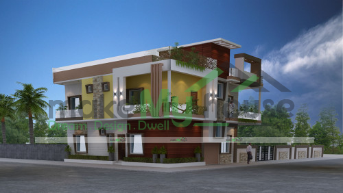 Duplex 3D Front Side Elevation