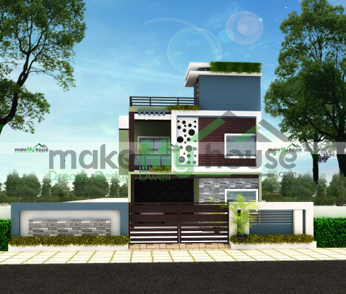 Duplex 3D Front Elevation