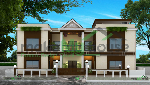 Duplex 3D Front Elevation