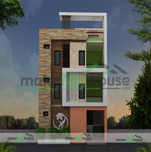 Triplex 3D Front Elevation